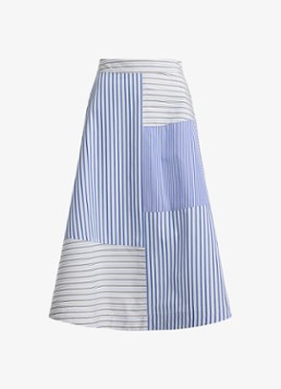 Ralph Lauren Dames Midi rok met streepprint in de kleur Blue White Multi / Blauw