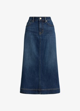 Ralph Lauren Dames Midi spijkerrok in lyocellblend in de kleur Marina Wash / Indigo