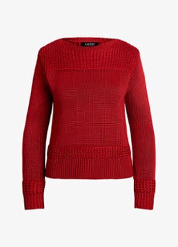 Ralph Lauren Dames Grofgebreide trui met boothals in de kleur Madison Red / Rood