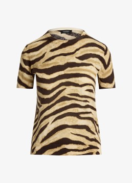 Ralph Lauren Dames Fijngebreide trui in linnenblend met print in de kleur Bruin