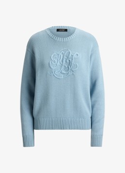 Ralph Lauren Dames Fijngebreide pullover met logoborduring in de kleur Blue Note / Blauw