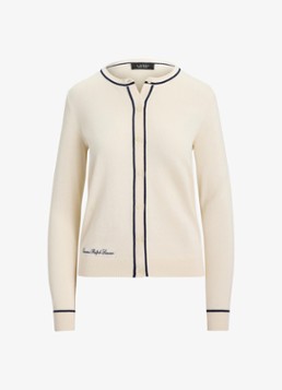 Ralph Lauren Dames Fijngebreid vest met logoborduring in de kleur Creme
