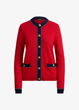 Ralph Lauren Dames Fijngebreid vest met stretch in de kleur Cruise Red Multi / Rood