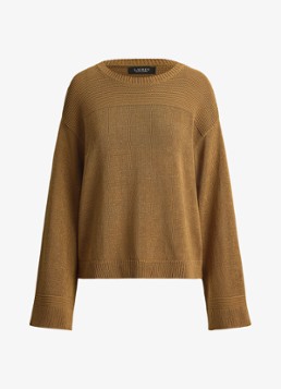 Ralph Lauren Dames Grofgebreide trui met ronde hals in de kleur Tobacco Bronze / Bruin