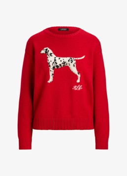 Ralph Lauren Dames Fijngebreide trui met ingebreide print in de kleur Ralph Red Multi / Rood