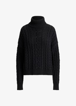 Ralph Lauren Dames Kabelgebreide trui met col in de kleur Zwart