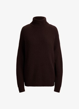 Ralph Lauren Dames Grofgebreide trui in kasjmierblend met col in de kleur Circuit Brown / Bruin