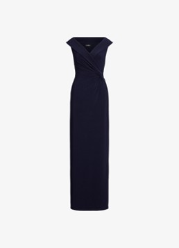 Ralph Lauren Dames Jersey off-shoulder jurk in de kleur Lighthouse Navy / Donkerblauw