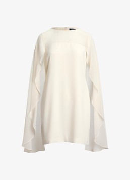 Ralph Lauren Dames Semi-transparante mini jurk met cape in de kleur Mascarpone Cream / Gebroken Wit