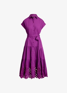 Ralph Lauren Dames Midi blousejurk met strikceintuur in de kleur Paars