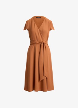Ralph Lauren Dames Midi wikkeljurk met strikceintuur in de kleur Red Terracotta / Rood