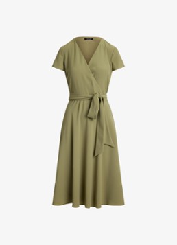 Ralph Lauren Dames Midi wikkeljurk met strikceintuur in de kleur Light Agave / Beige