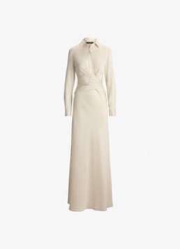 Ralph Lauren Dames Maxi tuniekjurk met plooidetail in de kleur Mascarpone Crème / Crème