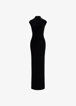 Ralph Lauren Dames Maxi jurk van fluweel met split in de kleur Black Velvet