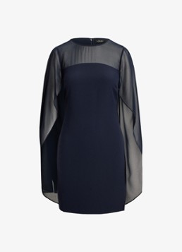 Ralph Lauren Dames Semi-transparante mini jurk met cape in de kleur Lauren Navy / Blauw