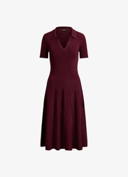 Ralph Lauren Dames Midi jurk met ribstructuur in de kleur Dark Garnet / Bordeauxrood