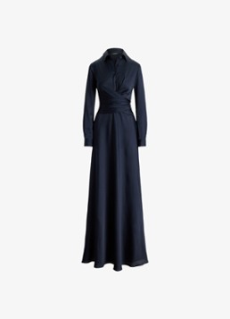 Ralph Lauren Dames Maxi tuniekjurk met plooidetail in de kleur Lauren Navy / Blauw