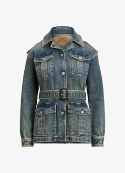 Ralph Lauren Dames Spijkerjas met ceintuur in de kleur Haze Wash / Indigo