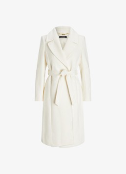 Ralph Lauren Dames Mantel in kasjmierblend met schoudervulling en ceintuur in de kleur Moda Cream / Creme
