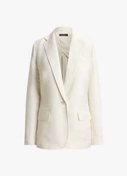 Ralph Lauren Dames Blazer in linnenblend met klepzakken in de kleur Wit
