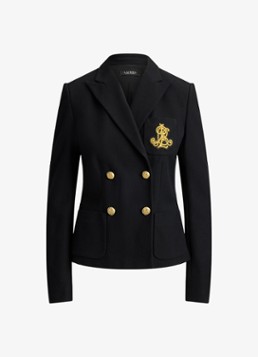 Ralph Lauren Dames Double-breasted blazer met logoborduring in de kleur Zwart