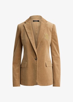 Ralph Lauren Dames Blazer van corduroy met klepzakken en logoborduring in de kleur Lauren Camel / Beige