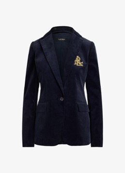 Ralph Lauren Dames Blazer van corduroy met klepzakken en logoborduring in de kleur Lauren Navy / Blauw