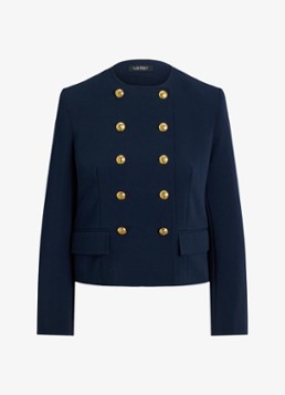 Ralph Lauren Dames Double-breasted jack met klepzakken in de kleur Blauw