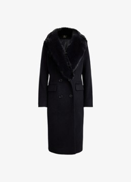 Ralph Lauren Dames Double-breasted mantel met imitatiebont in de kleur Zwart
