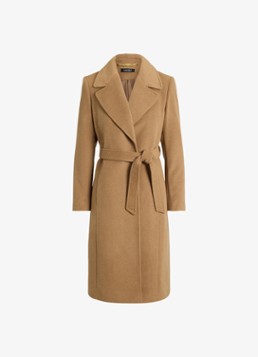 Ralph Lauren Dames Mantel in kasjmierblend met schoudervulling en ceintuur in de kleur New Vicuna / Beige