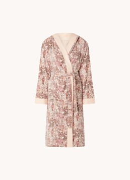 Essenza Dames Perri Ophelia badjas van katoen met bloemenprint in de kleur Lichtroze, maat: L