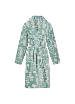 Essenza Dames Maribel badjas met bloemenprint in de kleur Lindegroen, maat: XL