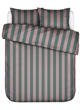 Essenza Minte Stripe dekbedovertrek van katoensatijn 300TC - inclusief kussensloop Roze - Deal