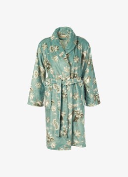 Essenza Dames Steff Florean badjas met bloemenprint in de kleur Groen, maat: XL