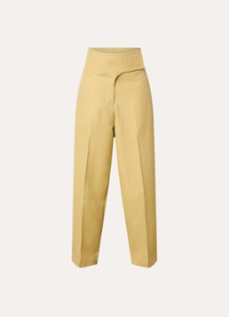 AMI Paris Dames High waist loose fit pantalon van wol met steekzakken in de kleur Mosterd, maat: S