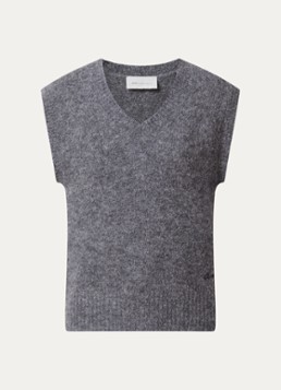 Ami Paris Dames Ami grofgebreide spencer in alpaca wolblend met V-hals in de kleur Grijs, maat: M