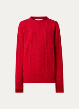 Ami Paris Dames Kabelgebreide trui van merino wol in de kleur Rood, maat: S