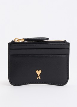 Ami Paris Dames Paris Paris pasjeshouder van leer in de kleur Zwart, maat: ONE SIZE