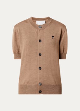 Ami Paris Dames Fijngebreide vest van merino wol in de kleur Camel, maat: L
