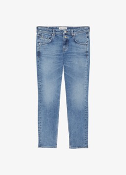 Marc O'Polo Dames Mid waist cropped boyfriend jeans van katoen met steekzakken in de kleur Indigo