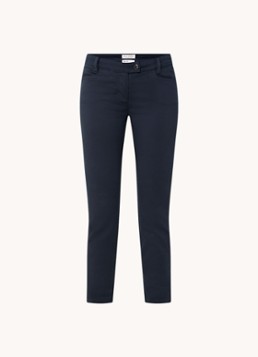 Marc O'Polo Dames Laxa mid waist skinny fit pantalon in katoenblend in de kleur Donkerblauw