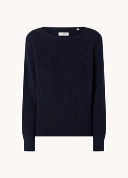 Marc O'Polo Dames Fijngebreide pullover met stretch in de kleur Donkerblauw