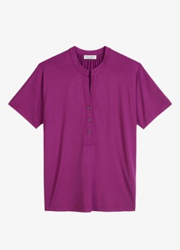 Marc O'Polo Dames T-shirt met korte mouwen met knopen in de kleur Paars