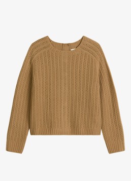 Marc O'Polo Dames Kabelgebreide pullover met sierknopen in de kleur Zand