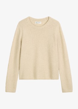 Marc O'Polo Dames Fijngebreide pullover in lama wolblend in de kleur Beige