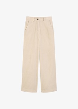 Marc O'Polo Dames High waist straight fit broek van corduroy in de kleur Creme