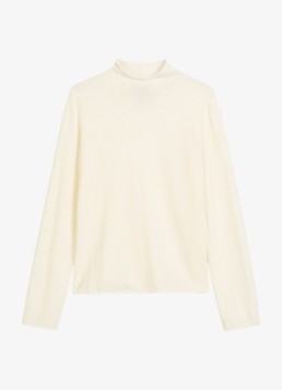 Marc O'Polo Dames Fijngebreide trui met opstaande kraag in de kleur Creme