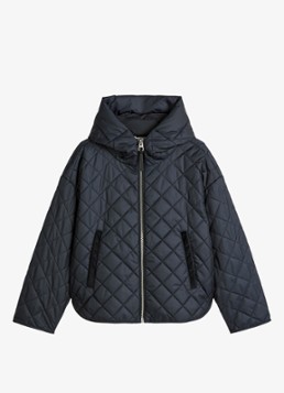 Marc O'Polo Dames Gewatteerde jas met ruitdessin in de kleur Donkerblauw