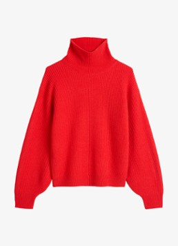 Marc O'Polo Dames Ribgebreide trui in wolblend in de kleur Koraalrood