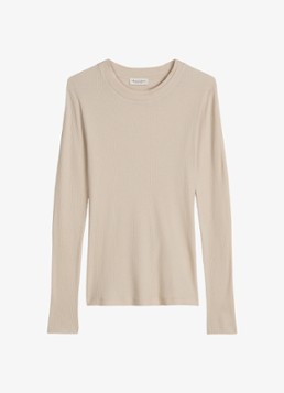 Marc O'Polo Dames Longsleeve met ribstructuur in de kleur Beige